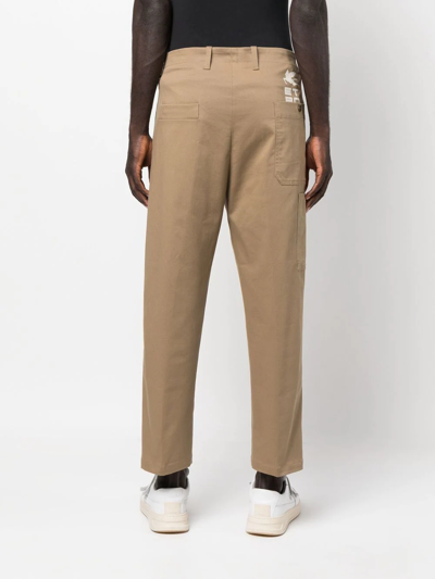 Shop Etro Logo Straight-leg Trousers In Brown