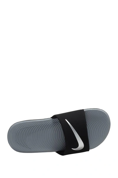 Shop Nike Kids' Kawa Sport Slide In Black/ Metallic Silver