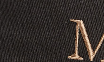 Shop Alexander Mcqueen Oversize Embroidered Mcq Baseball Cap In Black/ Beige