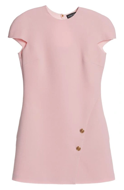 Shop Versace Keyhole Back Cutout Wool Blend Minidress In Rose