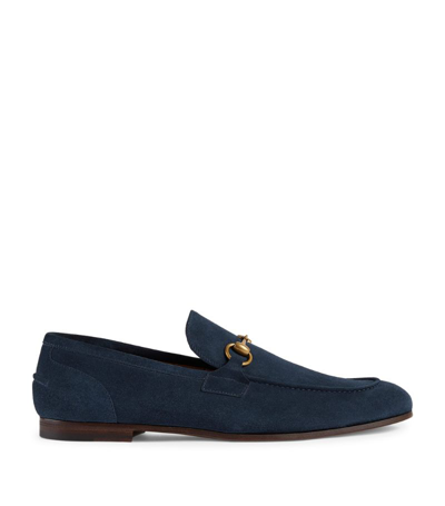 Shop Gucci Suede Jordaan Loafers In Blue