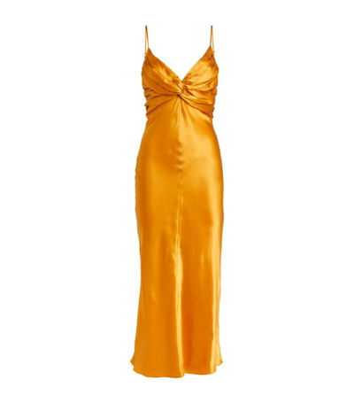 Shop Tove Silk Sofia Midi Dress In Brown