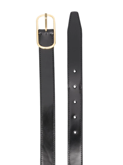 Shop Totême Slim Oval Leather Belt In Black