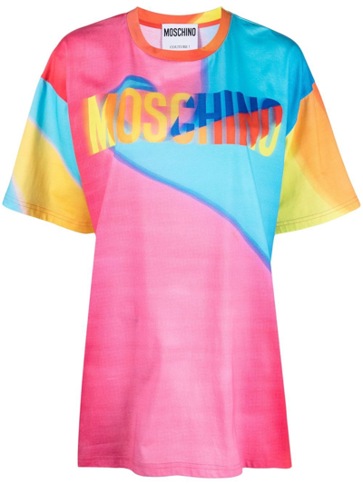 Shop Moschino Logo-print Oversized T-shirt In Pink