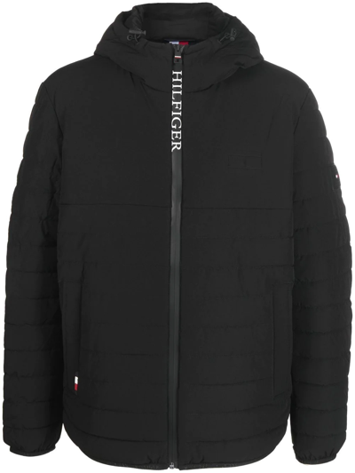 Shop Tommy Hilfiger Padded Hooded Jacket In Schwarz