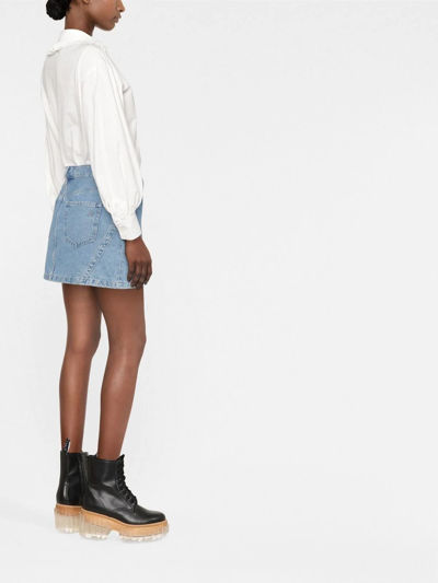 Shop See By Chloé Lace-trim Button-up Shirt In Weiss