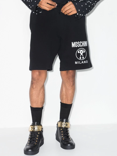 Shop Moschino Double Question Mark Track Shorts In Schwarz