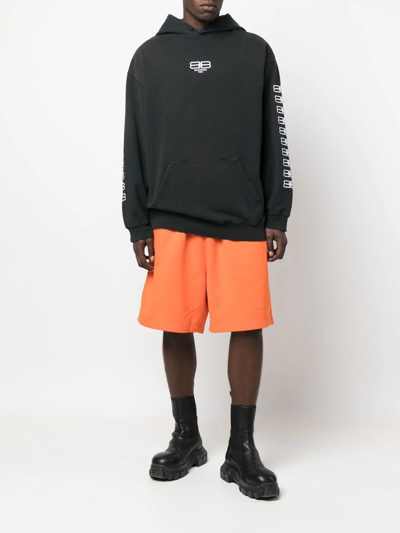 Shop Balenciaga Logo-embroidered Track Shorts In Orange