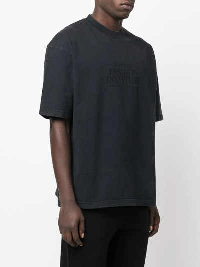 Shop Balenciaga Fashion Institute Print T-shirt In Black