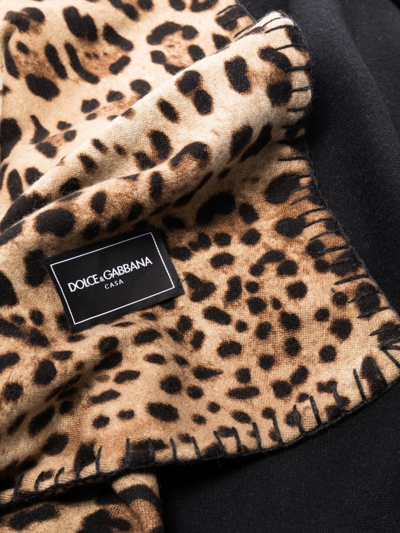 Shop Dolce & Gabbana Leopard Print 140cm X 180cm Blanket In Braun
