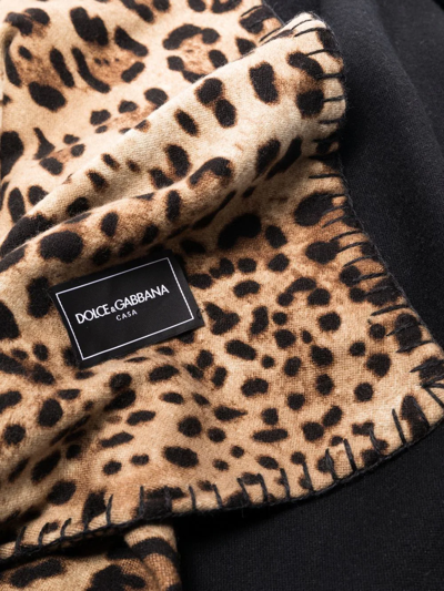 Dolce & Gabbana Leopard Print 140cm X 180cm Blanket In Braun