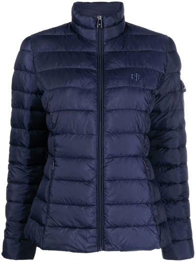 Shop Lauren Ralph Lauren Zip-up Puffer Jacket In Blau