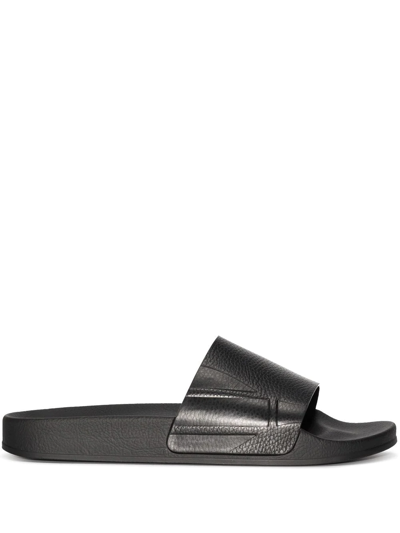 Frescobol Carioca Black Humberto Faux Leather Slides In Schwarz