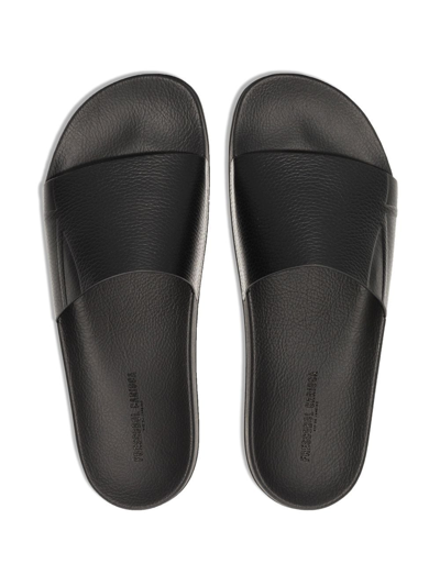 Frescobol Carioca Black Humberto Faux Leather Slides In Schwarz