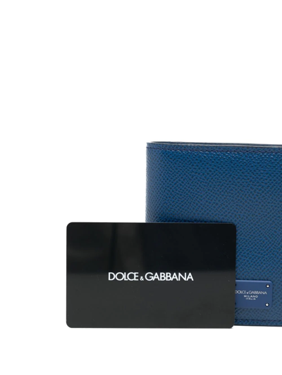 Shop Dolce & Gabbana Logo Plaque Billfold Wallet In Blue