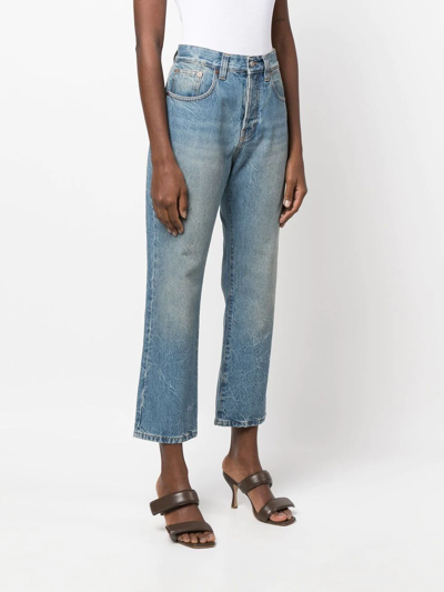 HIGH-RISE WASHED CROPPED JEANS