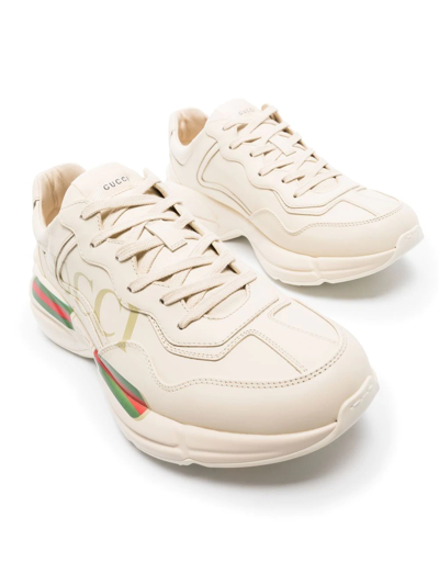 Shop Gucci Rhyton Low-top Sneakers In Weiss