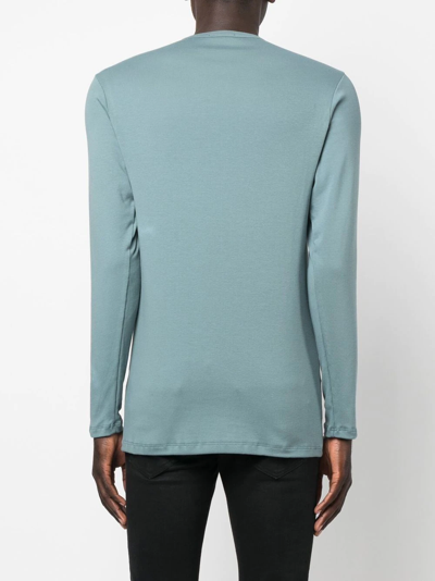Tom Ford Button-up Long-sleeve T-shirt In Blau