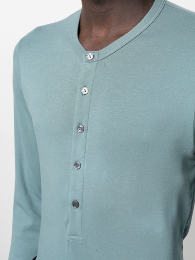 Tom Ford Button-up Long-sleeve T-shirt In Blau