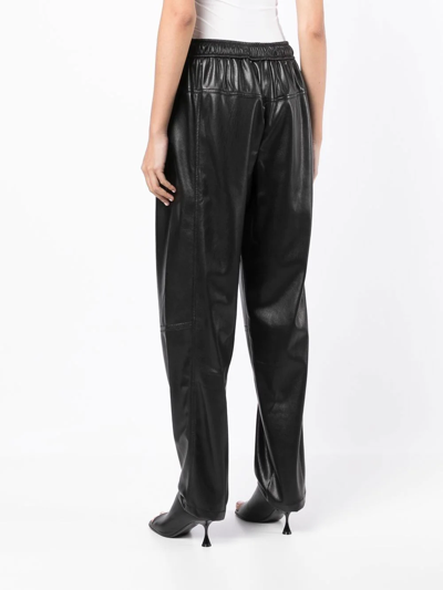 Shop Low Classic Faux-leather Drawstring Trousers In Schwarz