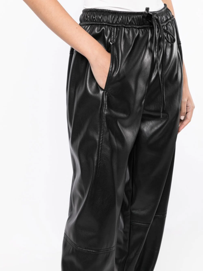 Shop Low Classic Faux-leather Drawstring Trousers In Schwarz