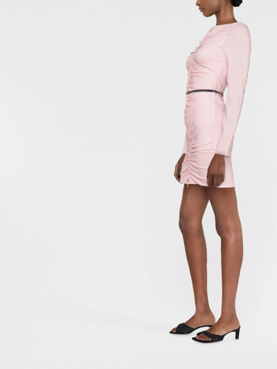 Shop Versace Ruched-detail V-back Dress In Rosa