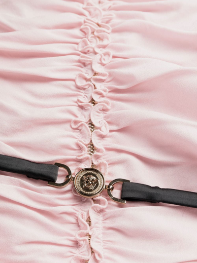 Shop Versace Ruched-detail V-back Dress In Rosa