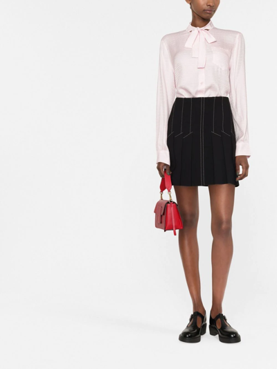 Prada Pussy-bow Silk Jacquard Blouse In Rosa