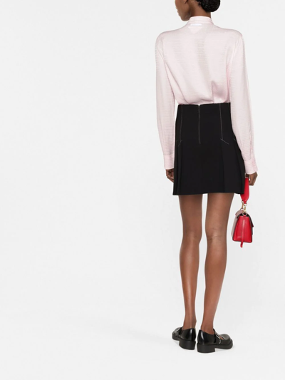 Shop Prada Pussy-bow Silk Jacquard Blouse In Rosa