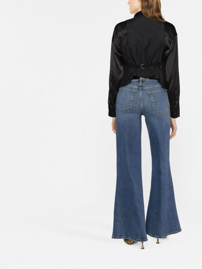 Shop Frame High-rise Flared Jeans In Blau