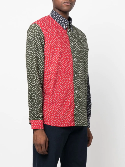 Shop Kenzo Colour-block Long-sleeve Shirt In Grün