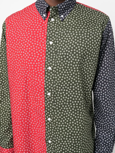 Shop Kenzo Colour-block Long-sleeve Shirt In Grün