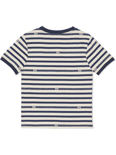 Shop Gucci Cotton Jersey Stripe T-shirt In Blau