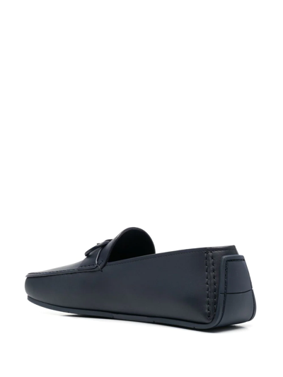 Ferragamo Palinuro Logo Gancino Leather Loafers In Blau