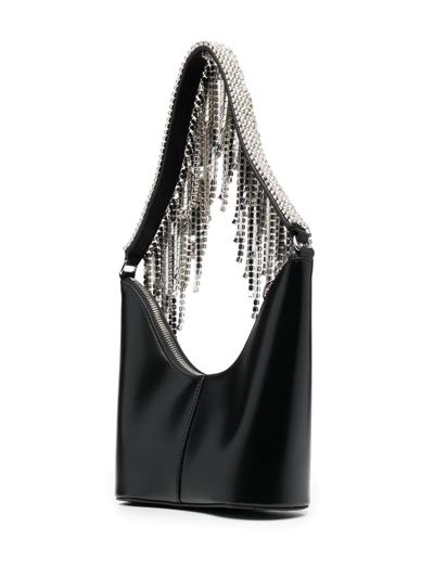 Shop Kara Crystal-fringe Leather Shoulder Bag In Black