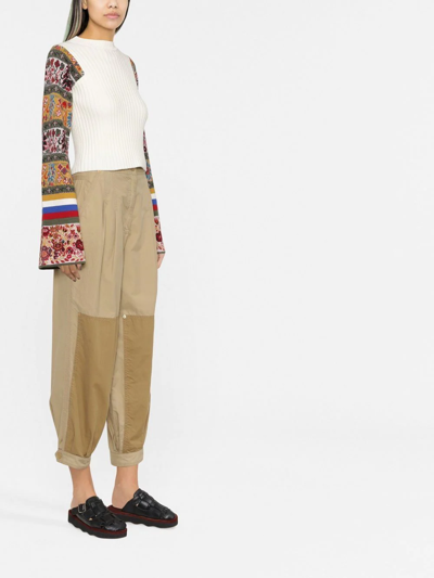 Shop Etro Ribbed-knit Panelled Top In Weiss
