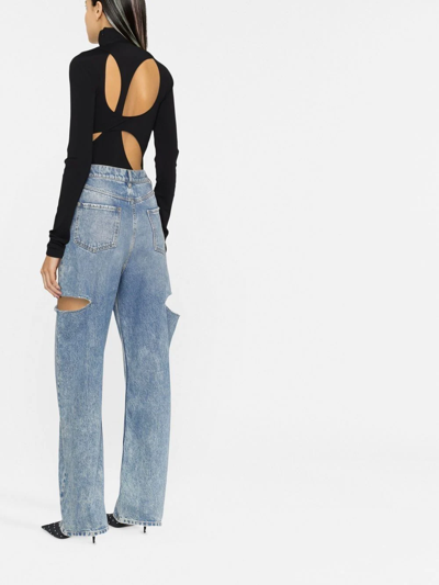 Givenchy Cutout Stretch-jersey Turtleneck Top In Black