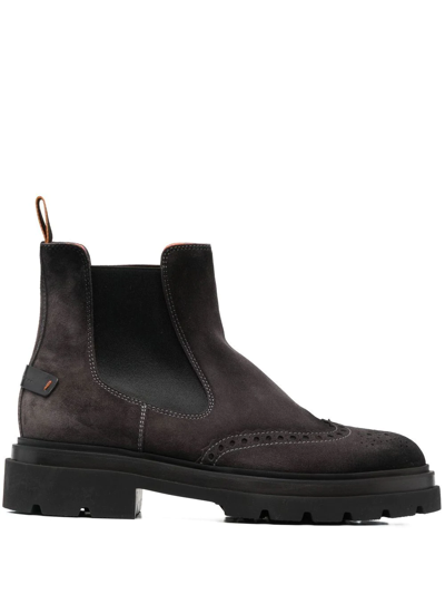 Santoni Side Elasticated-panel Ankle Boots In Grau