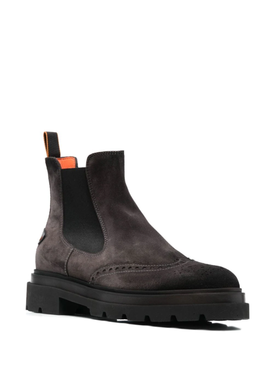 Santoni Side Elasticated-panel Ankle Boots In Grau