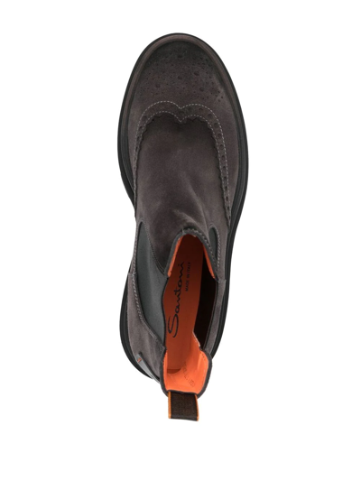Santoni Side Elasticated-panel Ankle Boots In Grau