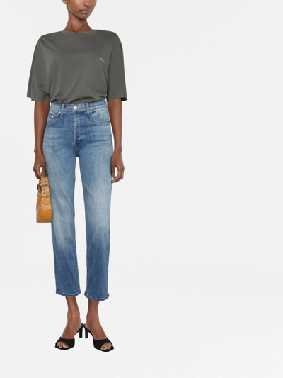 Shop Mother The Tomcat Ankle Jeans In Blau