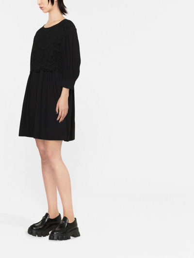 Shop See By Chloé Guipure-lace Cotton Dress In Schwarz