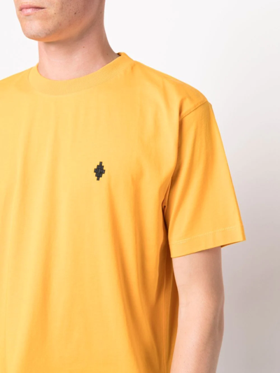 Shop Marcelo Burlon County Of Milan Embroidered-logo T-shirt In Orange
