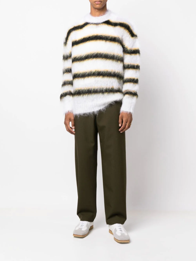 Shop Marni Striped Mohair Jumper In Weiss