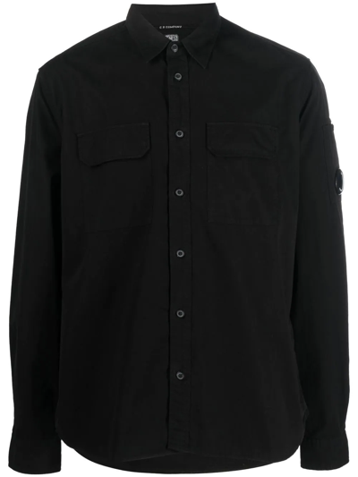 C.p. Company Button-down Fitted Shirt In Schwarz