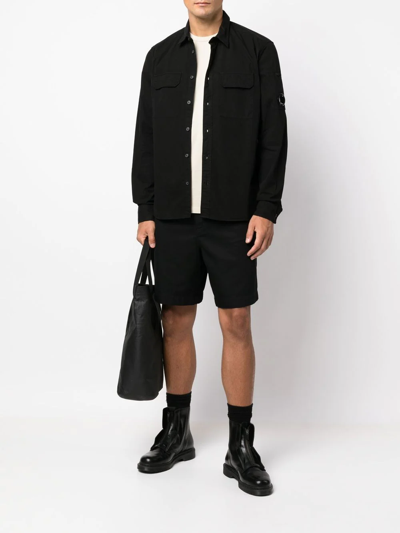 C.p. Company Button-down Fitted Shirt In Schwarz