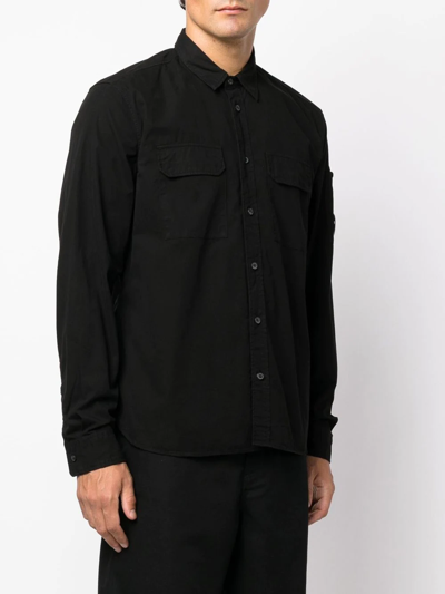 C.p. Company Button-down Fitted Shirt In Schwarz