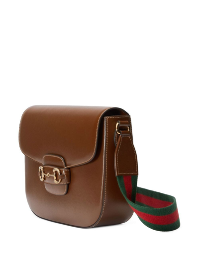 Horsebit 1955 messenger leather handbag Gucci Brown in Leather - 29858059