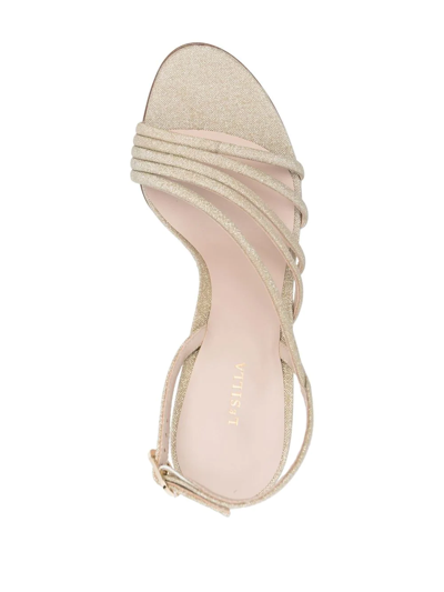 Shop Le Silla Strappy-design 100mm Sandals In Gold