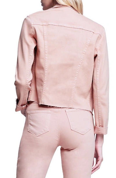 Shop L Agence Janelle Raw Cut Slim Denim Jacket In Dusty Pink
